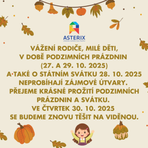 PODZIMNÍ PRÁZDNINY.